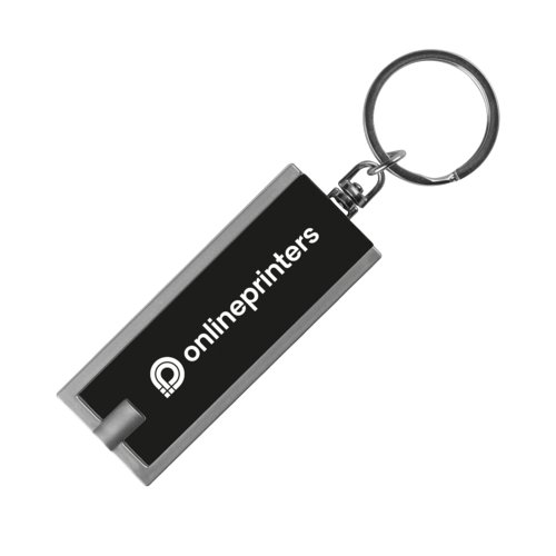 Porte-cls noir en plastique avec lumire LED et anneau en mtal.