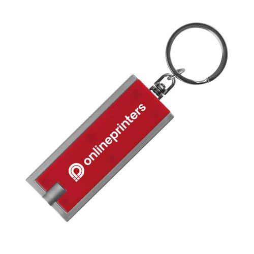 Porte-cls rouge en plastique avec lumire LED.