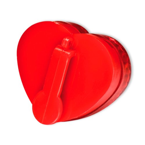 Lumire clignotante rouge en forme de c&#339;ur avec fixation  clip.