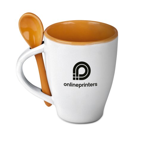 Mug en cramique avec cuillre assortie.