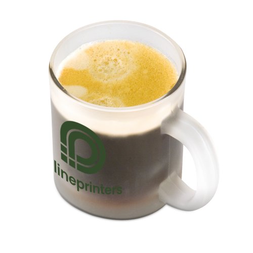 Tasse  caf transparente en verre avec anse.