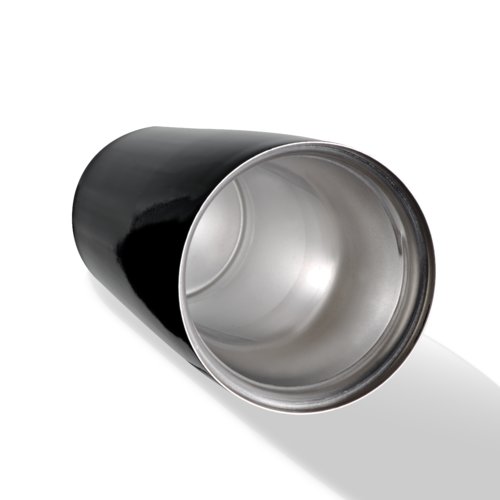 Gobelet noir isotherme en acier inoxydable.