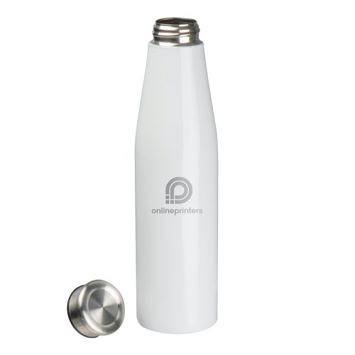 Bouteille d'eau en mtal blanc avec bouchon  vis.