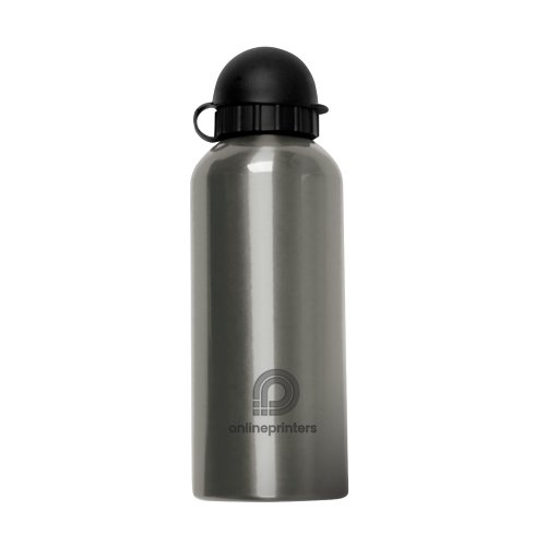 Bouteille d'eau en mtal argent avec bouchon  vis noir.