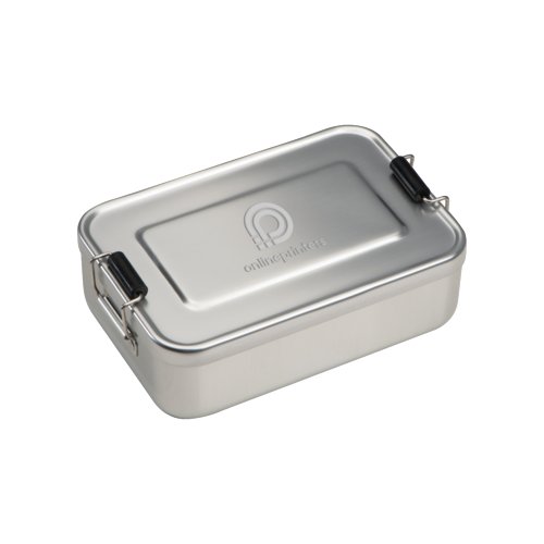 Bote  lunch argente en aluminium avec couvercle et fermeture.