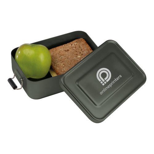 Bote  lunch en aluminium anthracite avec couvercle et fermeture.