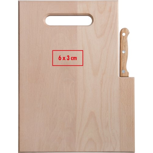 Planche en bois avec couteau et poigne encastre.
