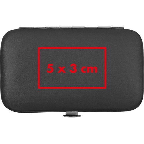 Set de manucure noir en PU dans un tui avec fermeture.
