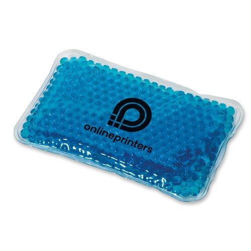 Coussin chaud/froid bleu rempli de perles de gel.