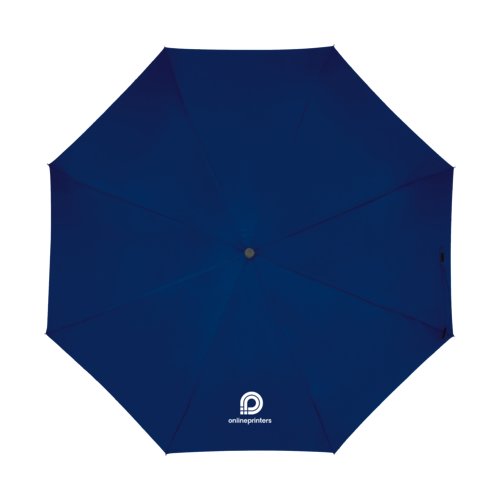 Parapluie bleu avec mcanisme d'ouverture manuel.
