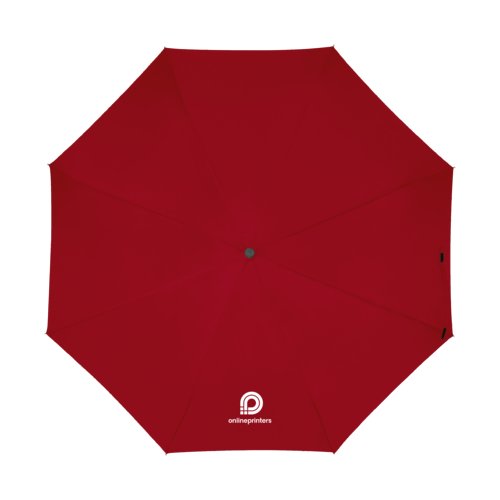 Parapluie rouge avec mcanisme d'ouverture manuelle.