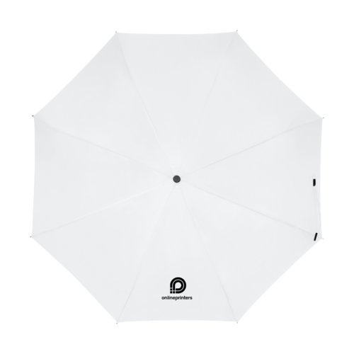 Parapluie blanc avec mcanisme d'ouverture manuelle.