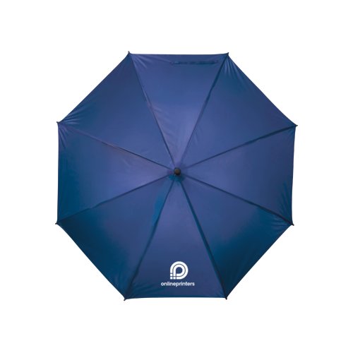 Parapluie bleu avec mcanisme d'ouverture manuelle.