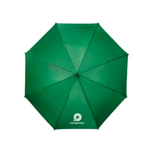 Parapluie vert avec mcanisme d'ouverture manuelle.