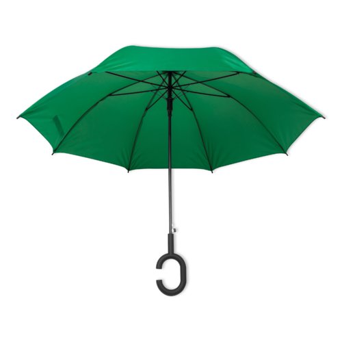 Parapluie vert avec poigne spciale.