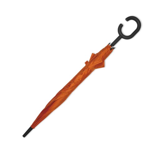 Parapluie orange avec poigne spciale.