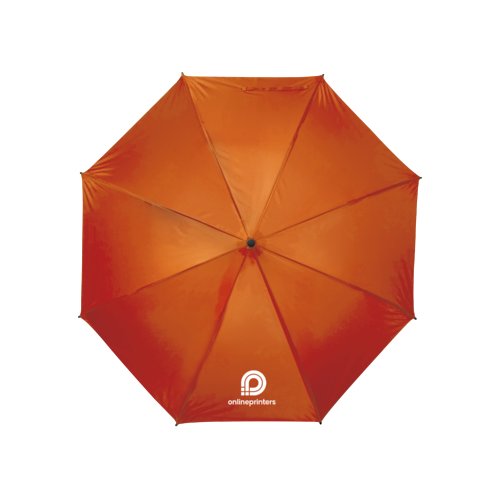 Parapluie orange avec mcanisme d'ouverture manuel.