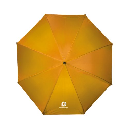 Parapluie jaune avec mcanisme d'ouverture manuel.