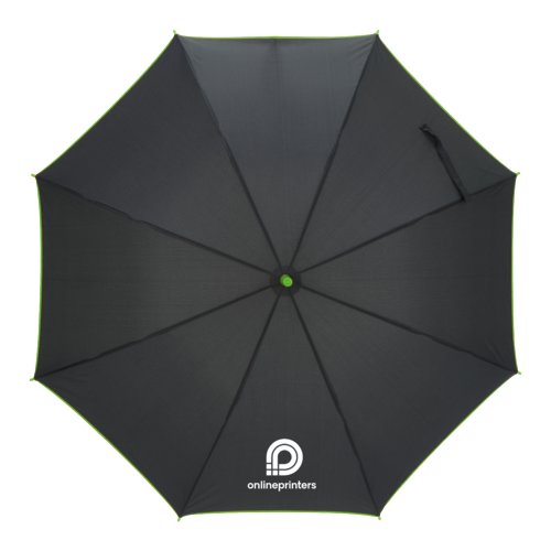 Parapluie automatique vert pomme avec housse et dragonne.