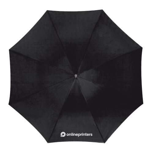 Parapluie droit automatique noir avec housse et poigne.