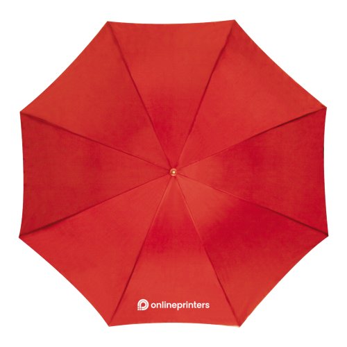 Parapluie droit automatique rouge avec structure robuste.