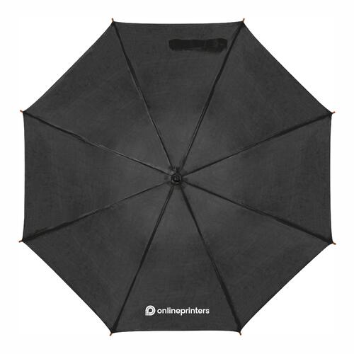 Parapluie automatique noir en bois avec poign�e en bois.