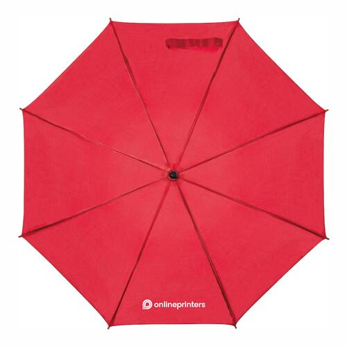Parapluie rouge en bois avec ouverture automatique.
