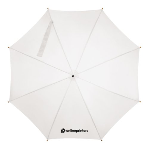 Parapluie droit en bois blanc avec ouverture automatique.