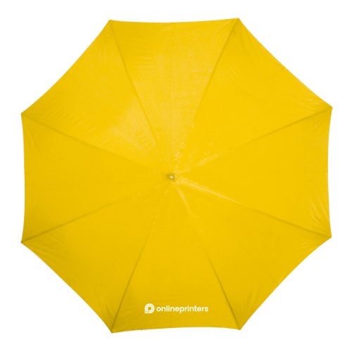 Parapluie automatique jaune en bois de grand diamtre.