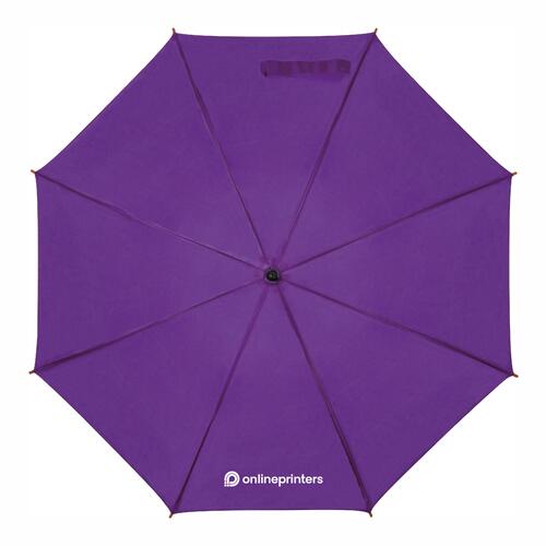 Parapluie droit violet en bois avec fonction automatique.