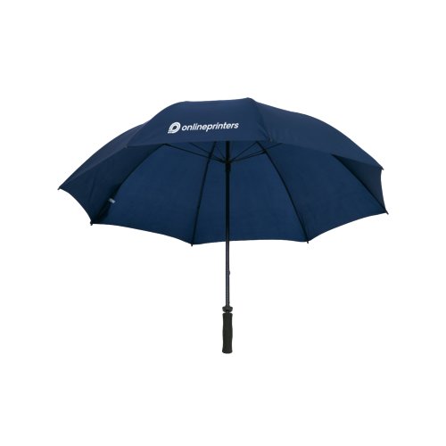 Parapluie bleu avec poigne robuste et protection contre le vent.