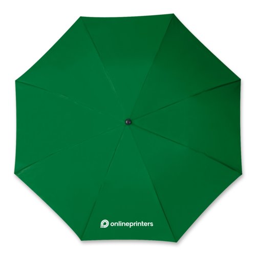 Parapluie pliant vert fonc avec housse et poigne.