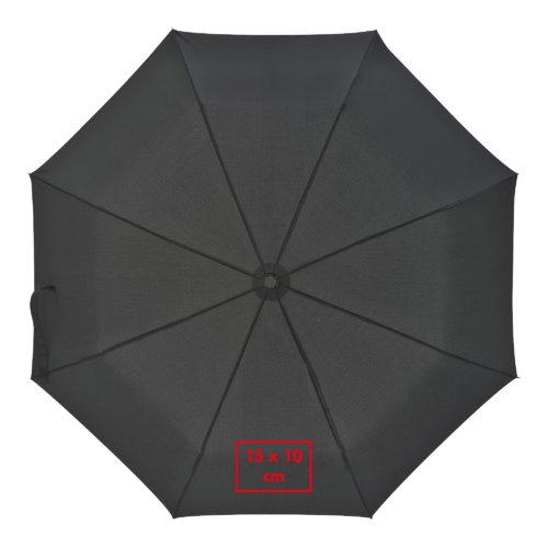 Parapluie de poche noir avec dragonne et ouverture automatique.