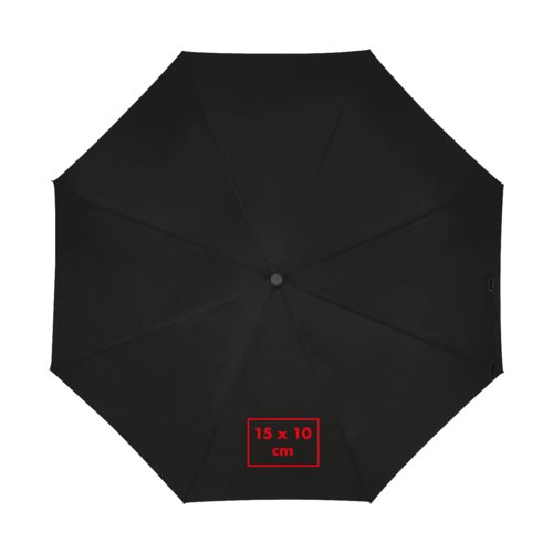 Parapluie noir avec poigne et mcanisme d'ouverture.