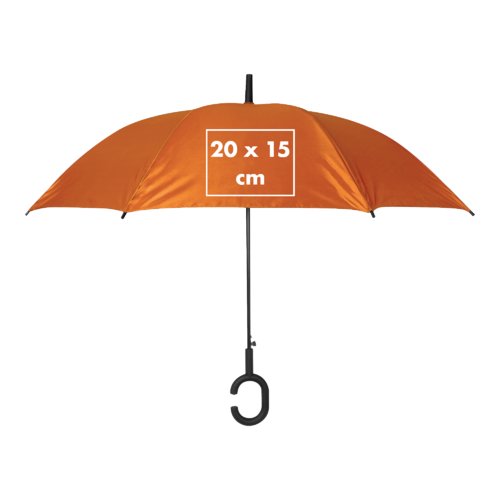 Parapluie orange avec une poigne spciale.