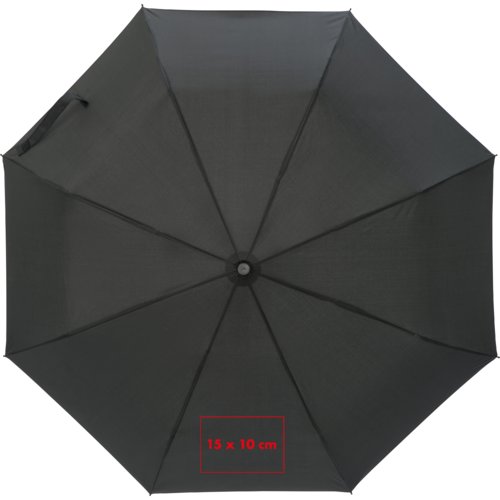 Parapluie pliant noir avec mcanisme d'ouverture manuel.