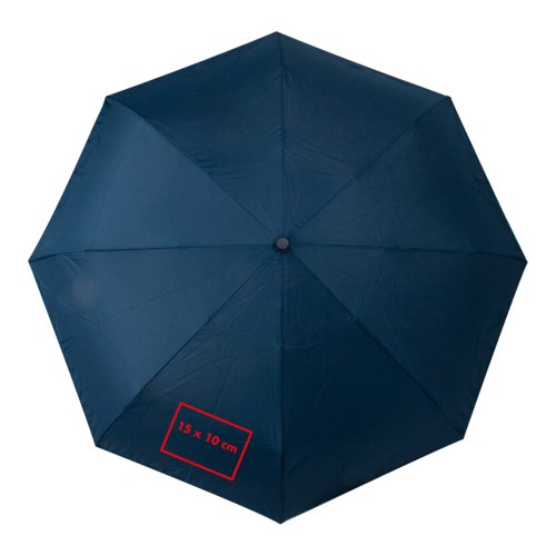 Parapluie pliant automatique bleu avec housse et dragonne.