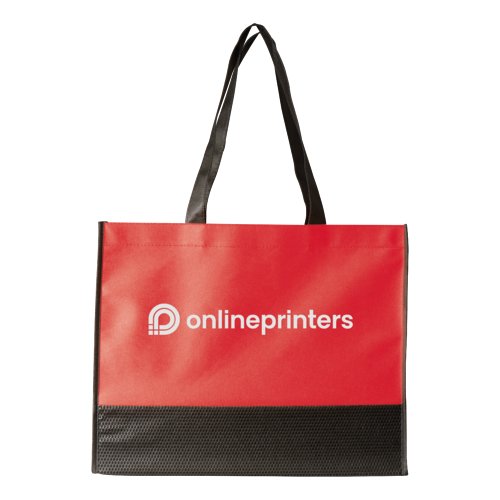 Sac rouge non tiss avec de longues anses.