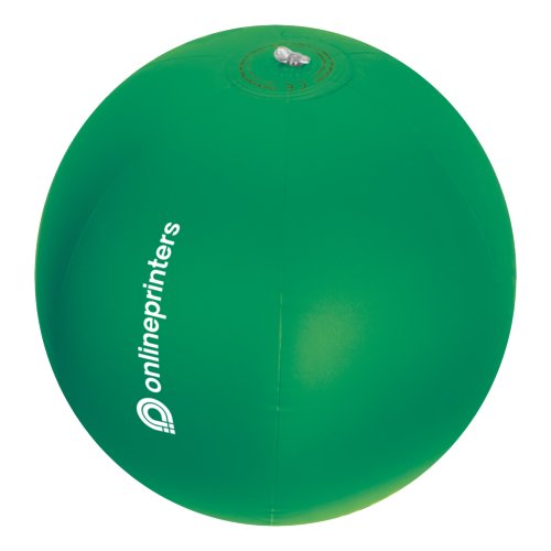 Ballon de plage en plastique vert avec valve gonflable.
