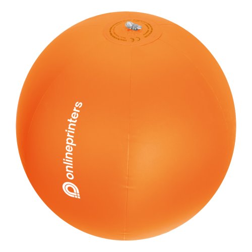 Ballon de plage gonflable orange en plastique.