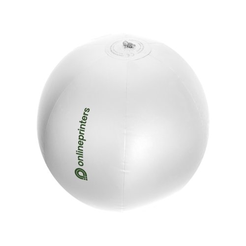 Ballon de plage gonflable en plastique blanc.