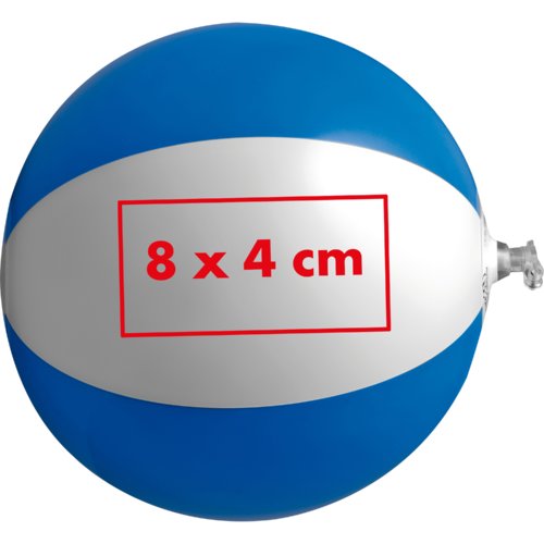 Ballon d'eau bleu et blanc en plastique avec valve gonflable.