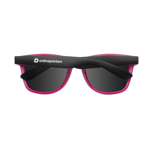 Lunettes de soleil roses en plastique avec verres foncs.