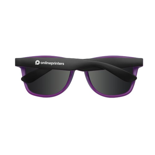 Lunettes de soleil violettes en plastique avec verres foncs.