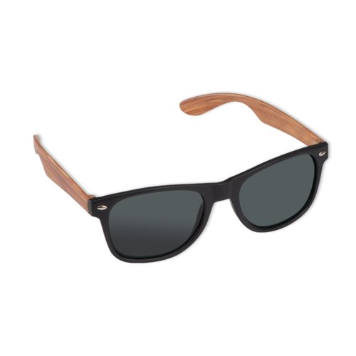 Lunettes de soleil beige avec verres et monture foncs.