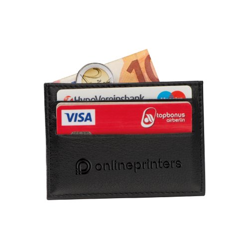Porte-cartes noir en cuir avec protection RFID.