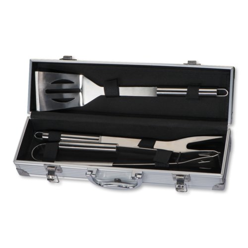 Mallette de barbecue grise en mtal de forme ovale.