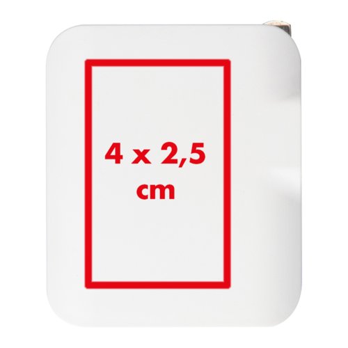 Adaptateur de voyage blanc avec coins arrondis.