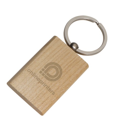 Porte-cls en bois clair avec anneau en mtal.