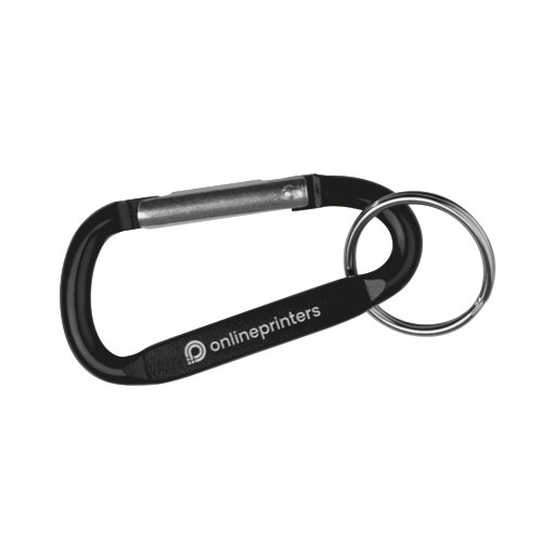 Porte-cls mousqueton noir avec anneau en mtal.